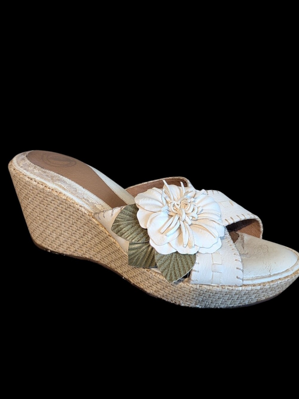 Cottagecore Milkmaid Womens Wedge Sandals Floral Neutral Quiet Luxury Dainty 9.5